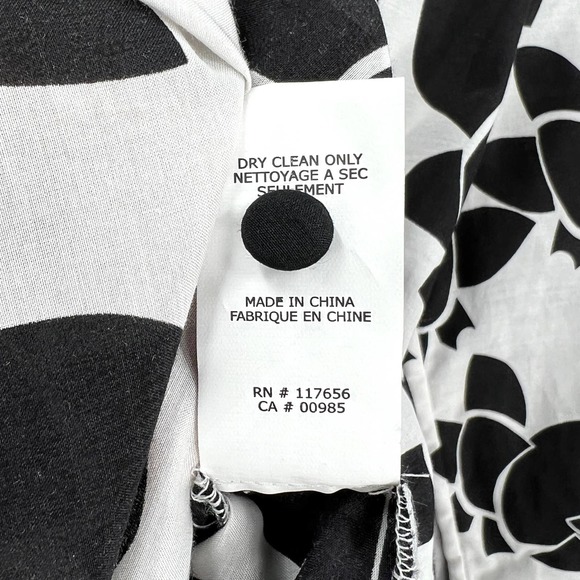 THAKOON ADDITION Tunic Womens 0 White Black Cotton Silk Voile 3/4 sleeve - Picture 9 of 15